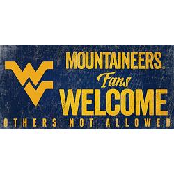 West Virginia Mountaineers Wood Sign Fans Welcome 12x6