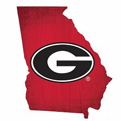 Georgia Bulldogs Sign Wood 12 Inch Team Color State Shape Design