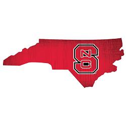 North Carolina State Wolfpack Sign Wood 12 Inch Team Color State Shape Design