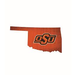 Oklahoma State Cowboys Sign Wood 12 Inch Team Color State Shape Design