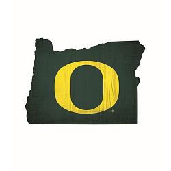 Oregon Ducks Sign Wood 12 Inch Team Color State Shape Design