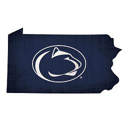 Penn State Nittany Lions Sign Wood 12 Inch Team Color State Shape Design