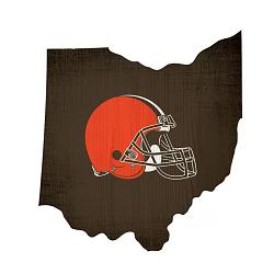 Cleveland Browns Sign Wood 12 Inch Team Color State Shape Design