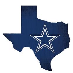 Dallas Cowboys Sign Wood 12 Inch Team Color State Shape Design