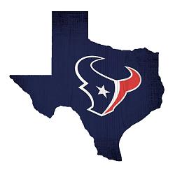 Houston Texans Sign Wood 12 Inch Team Color State Shape Design