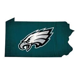 Philadelphia Eagles Sign Wood 12 Inch Team Color State Shape Design