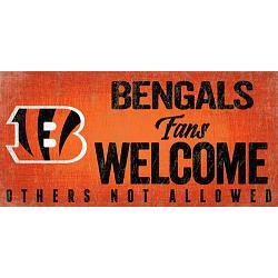 Cincinnati Bengals Wood Sign Fans Welcome 12x6