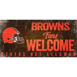 Cleveland Browns Wood Sign Fans Welcome 12x6