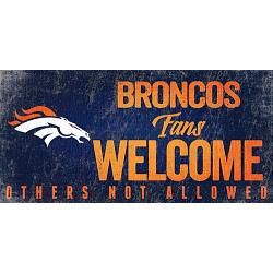 Denver Broncos Wood Sign Fans Welcome 12x6