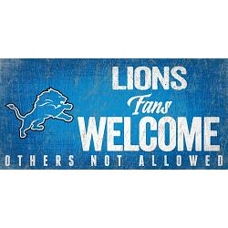 Detroit Lions Wood Sign Fans Welcome 12x6