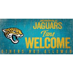 Jacksonville Jaguars Wood Sign Fans Welcome 12x6