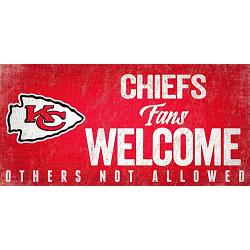 Kansas City Chiefs Wood Sign Fans Welcome 12x6