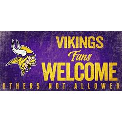 Minnesota Vikings Wood Sign Fans Welcome 12x6