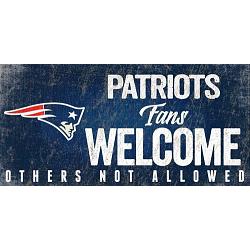 New England Patriots Wood Sign Fans Welcome 12x6