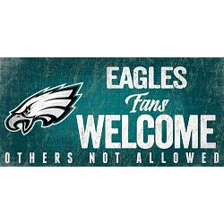 Philadelphia Eagles Wood Sign Fans Welcome 12x6