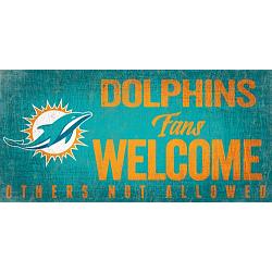 Miami Dolphins Wood Sign Fans Welcome 12x6