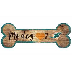 Miami Dolphins Sign Wood 6x12 Dog Bone Shape