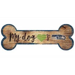 Seattle Seahawks Sign Wood 6x12 Dog Bone Shape