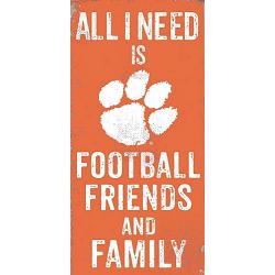 Clemson Tigers Sign Wood 6x12 Football Friends and Family Design Color