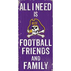 East Carolina Pirates Sign Wood 6x12 Football Friends and Family Design Color