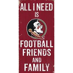 Florida State Seminoles Sign Wood 6x12 Football Friends and Family Design Color