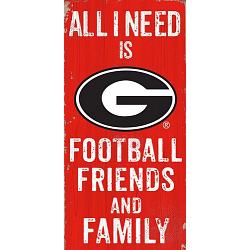 Georgia Bulldogs Sign Wood 6x12 Football Friends and Family Design Color