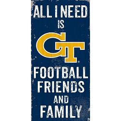 Georgia Tech Yellow Jackets Sign Wood 6x12 Football Friends and Family Design Color