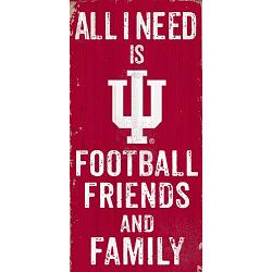 Indiana Hoosiers Sign Wood 6x12 Football Friends and Family Design Color