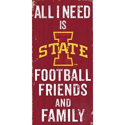 Iowa State Cyclones Sign Wood 6x12 Football Friends and Family Design Color