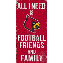 Louisville Cardinals Sign Wood 6x12 Football Friends and Family Design Color