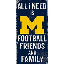 Michigan Wolverines Sign Wood 6x12 Football Friends and Family Design Color