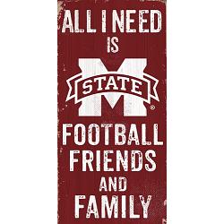 Mississippi State Bulldogs Sign Wood 6x12 Football Friends and Family Design Color