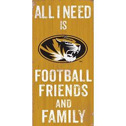 Missouri Tigers Sign Wood 6x12 Football Friends and Family Design Color