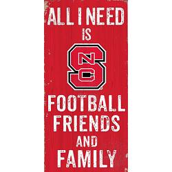 North Carolina State Wolfpack Sign Wood 6x12 Football Friends and Family Design Color