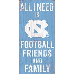 North Carolina Tar Heels Sign Wood 6x12 Football Friends and Family Design Color