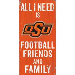 Oklahoma State Cowboys Sign Wood 6x12 Football Friends and Family Design Color