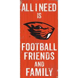 Oregon State Beavers Sign Wood 6x12 Football Friends and Family Design Color