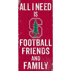 Stanford Cardinal Sign Wood 6x12 Football Friends and Family Design Color