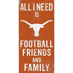 Texas Longhorns Sign Wood 6x12 Football Friends and Family Design Color