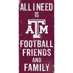 Texas A&M Aggies Sign Wood 6x12 Football Friends and Family Design Color