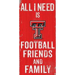 Texas Tech Red Raiders Sign Wood 6x12 Football Friends and Family Design Color