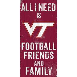 Virginia Tech Hokies Sign Wood 6x12 Football Friends and Family Design Color