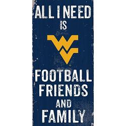 West Virginia Mountaineers Sign Wood 6x12 Football Friends and Family Design Color