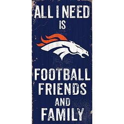 Denver Broncos Sign Wood 6x12 Football Friends and Family Design Color