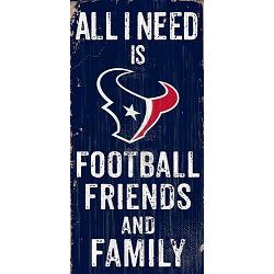 Houston Texans Sign Wood 6x12 Football Friends and Family Design Color