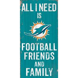 Miami Dolphins Sign Wood 6x12 Football Friends and Family Design Color