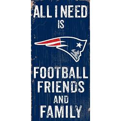 New England Patriots Sign Wood 6x12 Football Friends and Family Design Color