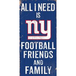 New York Giants Sign Wood 6x12 Football Friends and Family Design Color