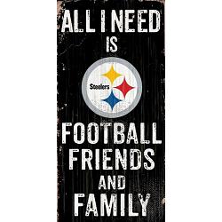 Pittsburgh Steelers Sign Wood 6x12 Football Friends and Family Design Color