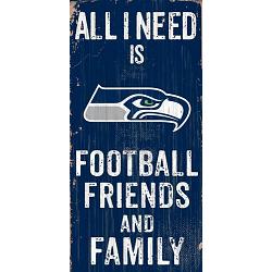 Seattle Seahawks Sign Wood 6x12 Football Friends and Family Design Color